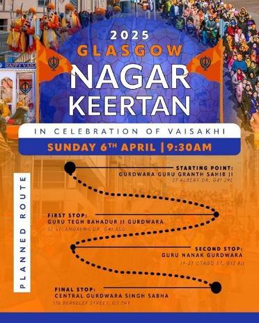 Glasgow’s Nagar Kirtan procession route