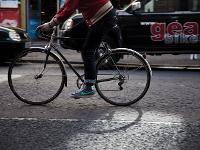 A photo of a cyclist on Glasgow street
